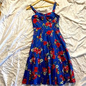 Blue Floral Vintage Style Dress